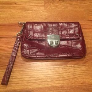 Ralph Lauren red wristlet croc leather!